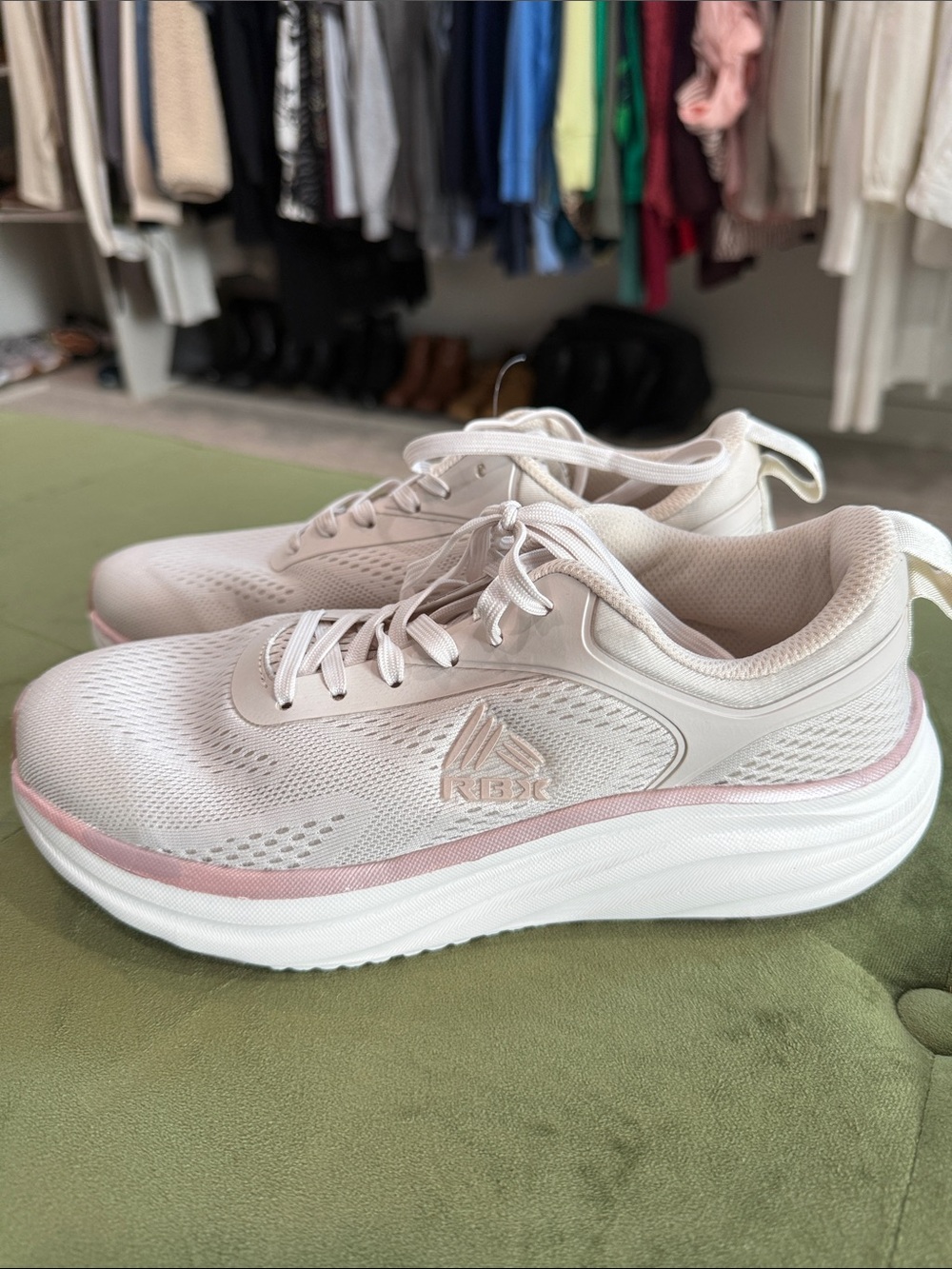 RBX Women's Pale White with Pink Athletic Sneakers New size 8
